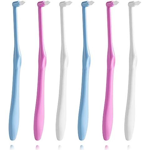 LOVEWEE End-Tuft Tapered Trim Toothbrush, 6 PCS Tufted Toothbrush Interspace Brush Wisdom Gap Toothbrush for Orthodontic Braces Bridges Line and Detail Cleaning Cover