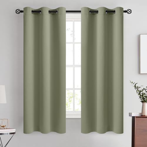 Image of COSVIYA Grommet Room Darkening Light Sage Curtains 63 inch Long for Bedroom | Light Blocking Insulated Thermal Curtains for Living Room, Blackout Thick Polyester Window Drapes,42x63 inches, 2 Panels