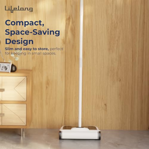 Image of Lifelong Multipurpose Manual Floor Sweeper with Rotating Brush Rollers | Ideal for Wooden Floors, Tiles, Marble, Carpets & Rugs | Quick Cleaning of Dust, Hair, Pet Hair & Crumbs