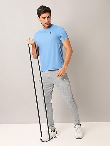 Image of TECHNOSPORT Men's Slim Fit Polyester Activewear Sports T-Shirt with Moisture-Wicking Comfort for Workout, Running & Gym
