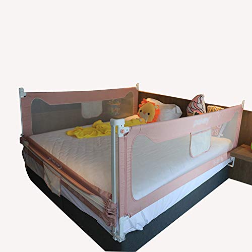 Barandilla de seguridad para cama infantil rosa pack de 3 rieles de 2m y 1.5m con bolsa 3