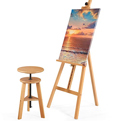 Viswin 19"-26" H Wooden Adjustable Height Stool, Beech Wood Artist Stool For Drafting, Painting Stool For Artists, Adults, Wood Chair For Artstudio, Bar, Kitchen, Home Use, Office #TOP6