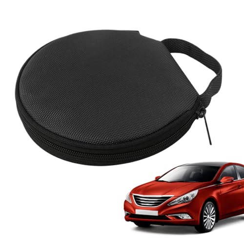Lnhgh Funda de DVD para coche, organizador de DVD con 20 capacidades, portátil, redonda, funda rígida resistente, bolsa de almacenamiento, placa de almacenamiento para