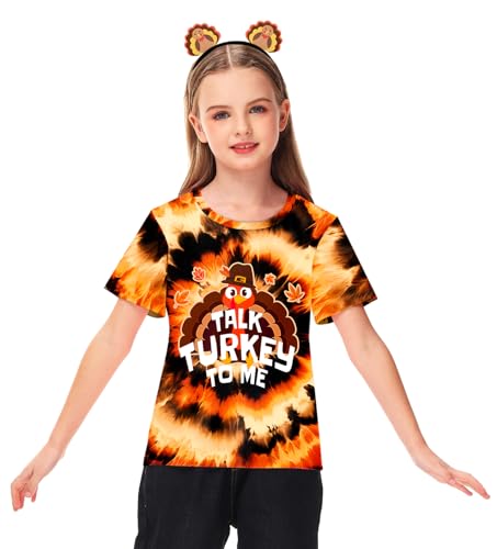 Remimi Girls Halloween Lilo Shirt Red Leaf Graphic Cosplay Costume Holiday Short Sleeve Tops 5-14 Years4