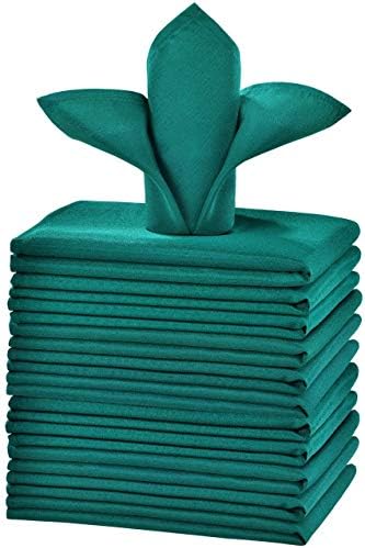 Cieltown Polyester Cloth Napkins 1-Dozen, Solid Washable Fabric Napkins Set of 12, Perfect for Weddings, Parties, Holiday Dinner (17 x 17-Inch, Hunter Green)