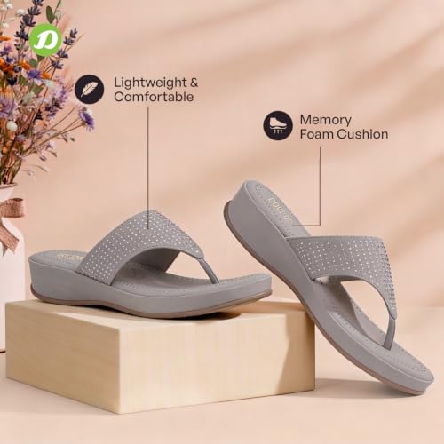 Image of DOCTOR EXTRA SOFT Women's Fashionable Stylish Orthopedic Memory Foam Thong Slippers /Flip Flops|Comfortable & Lightweight|Breathable & Anti-Slip| Casual Slip-on Sandals for Ladies /GirlsD-626