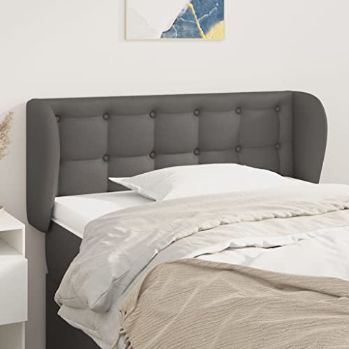 Qnhdfrt Cabecero con orejas Gris Cuero Sintético 83x23x78/88 cm Altura Ajustable Cómodo Respaldo Diseño Moderno Cama Robusto Cabecero para Dormitorio