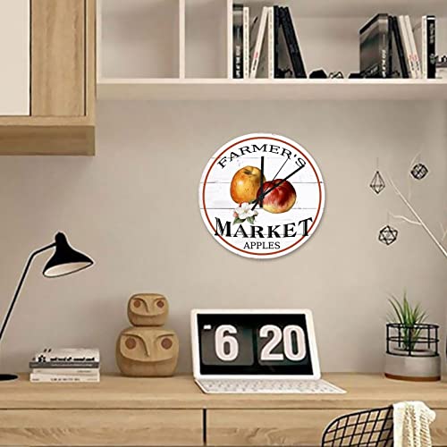Wall-Clock-Farmers-Market-Apples-Home-Decor-Wall-Clocks-Silent-Non-Ticking-Primitive-Farmhouse-Country-Round-Clock-for-HomeOfficeKitchen-Decor-10-Inch Wall Clock Farmers Market Apples Home Decor Wall Clocks Silent Non Ticking Primitive Farmhouse Country Round Clock for HomeOfficeKitchen Decor 10 Inch
