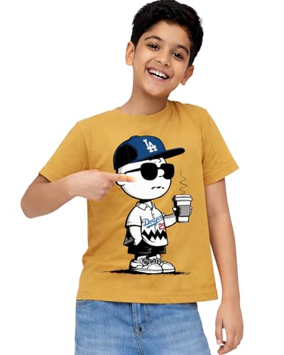 Image of Kuchipoo Boys Cotton Printed T-Shirts | Half Sleeve Round Neck | Soft & Comfortable Casual Wear for Kids | Pack of 2