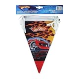 Hot Wheels Wimpelkette 4m – Actionreiche Party-Girlande für Kindergeburtstag & Kinderzimmer – Outdoor wetterfest & robust aus Kunststoff (PP) – Rennauto Deko für Jungen & Fans