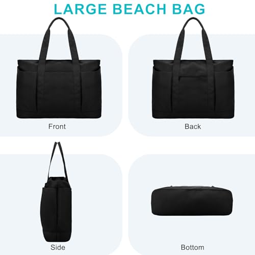 Image of VASCHY Extra Large Beach Bag, Oversized Utility Travel Tote Bag with Zipper Waterproof Sand-proof Pool Bag with Wet Bag