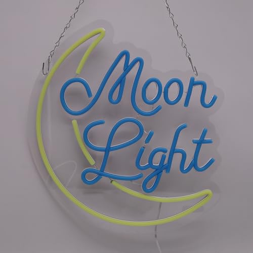 Image of Moon Neon Sign Moon Neon Light Led Signs for Bedroom Wall Decor Kids Room Living Room Party Decoration