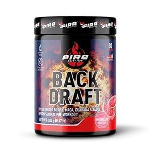 Fire Nutrition – BackDraft Pre Workout 300gr – Sabor Watermelon – PreEntreno con 327mg de Cafeina, Combinación de Taurina, Guarana, BetaAlanina, Arginina, Citrulina, Creatina, Maca, Ginkgo Biloba