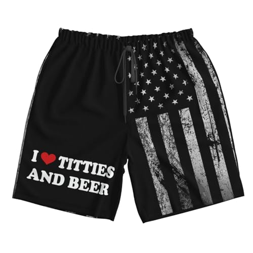Funny Swim Trunks with Liner Beach Shorts Quick Dry Men'S Swimming Trunks Swim Suit
