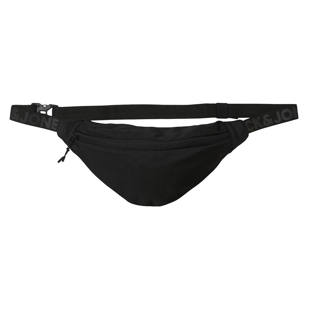 JACK & JONES Men's Jaccris Bumbag Bum Bag, Black/Detail: Meteorite, Black/detail: meteorite, ONE SIZE