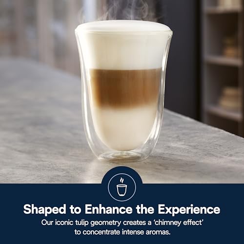 Image of De'Longhi Brand Original Double Walled Latte Glasses, Set of 2 (330 ml each), Specially Designed for De'Longhi Coffee Machines, Thermal Insulated, Condensation-Free, Dishwasher Safe, Microwave Safe