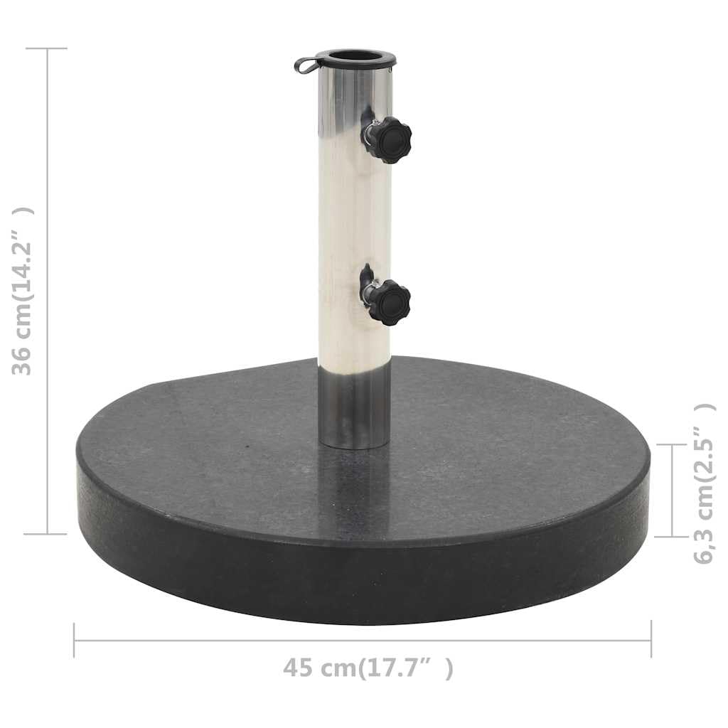vidaXL Base Sombrilla de Granito Redonda Negro 28,5 kg Estructura Parasol Patio