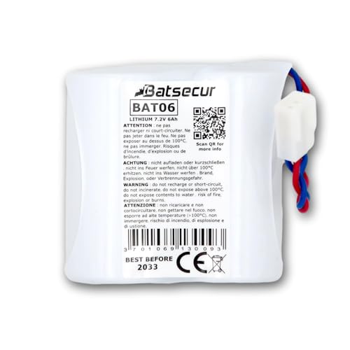BATSÉCUR - Pile Alarme BAT06 Compatible BATLi06 D8905 MGL956428 2ER26500M Li06 DAITEM LOGISTY 7.2V 5Ah - 7.2V 6Ah Li-SOCl2