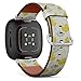 CJBROES Replacement Leather Watch Band, Compatible with Fitbit Versa 3 and Fitbit Sense of Wristband Bracelet Accessory - Floral