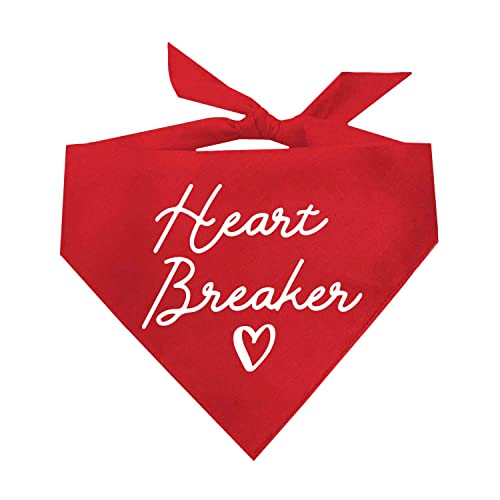 Heart Breaker Dog Bandana | 100% Cotton Adjustable Triangle | Made in USA | Valentine's Day | Love | Hearts | Cute & Romantic |Red, One Size (10)