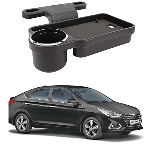 Image of Oshotto (FT-04) Foldable Car Auto Headrest Rear Back Seat Table Drink Food Cup Tray Holder Compatible with Hyundai Verna Old - Black