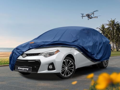 Image of Kaugung Heavy Duty Car Cover Custom Fit Toyota Corolla (1993-2024), Waterproof All Weather Resistant Outdoor Sun Rain Dust Snow Protection with Anti-Theft Lock. (USA Warehouse, Within 3-7 Days)