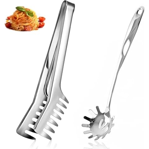 Stainless Steel Spaghetti Server Set with Tongs Cover