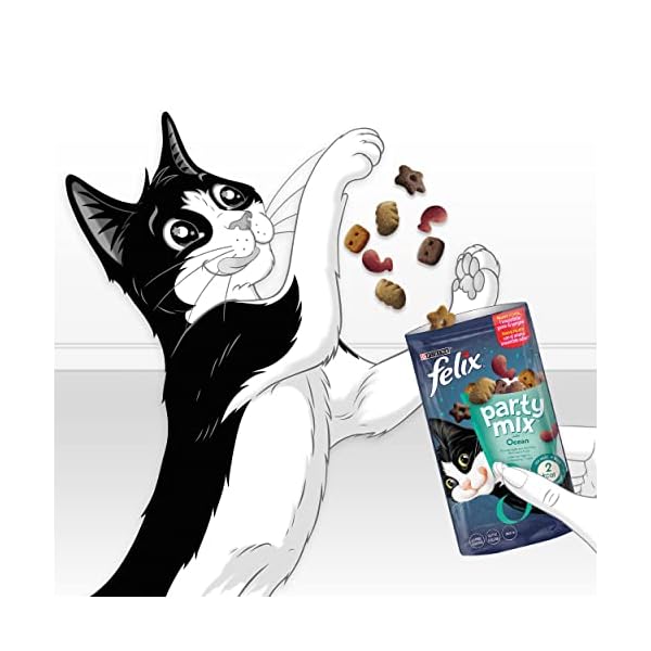 Purina Felix Party Mix Ocean Snacks für Katzen, 8 x 60 g – Bild 9
