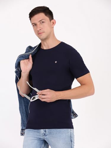 Image of Macroman M-Series Smartz Basics Half Sleeve Round Neck Stretch T-Shirt for Men, Cotton Blend (Pack of 1)