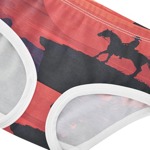Girls Underwear Toddlers 2t Cotton Little Girl Panties Designer Kids Briefs Undies Western Art Cowboy Horse Sunset4