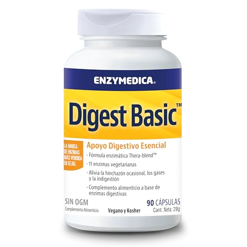 Enzymedica, Digest Basic, Fórmula Enzimática, Reduce los Gases, Mejora la Absorción de Nutrientes, con ATP y Magnesio, Sin Gluten, Sin lácteos, 90 Cápsulas
