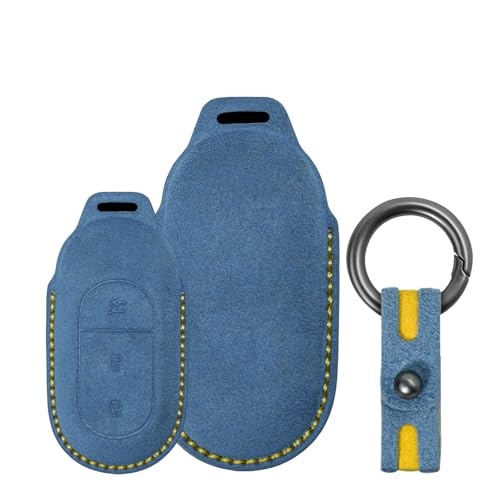 Housse de clé étanche en daim Leapmotor T03 C10 évite les rayures étui bleu 3 boutons