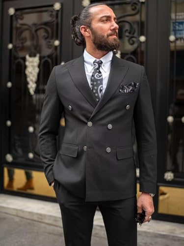 Mens Suit 2 Piece Double Breasted Suit Men Formal Slim Fit Suits Double Breasted Suits for Men Wedding Groom2
