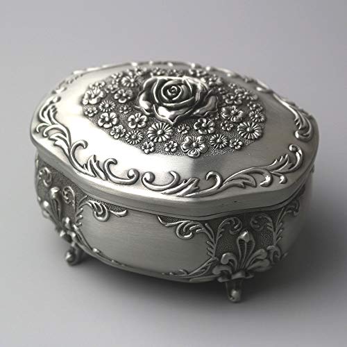 Sinzyo Embossed Zinc Alloy Music Box Metal Movement Music Box Christmas Birthday Valentine's Day (Metal Embossed Type E, Tune; Can't help falling in love)
