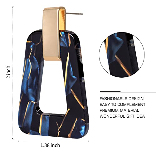 Acrylic Geometric Statement Earrings - Mottled Resin Lightweight Dangle Earrings for Party or Vacation2