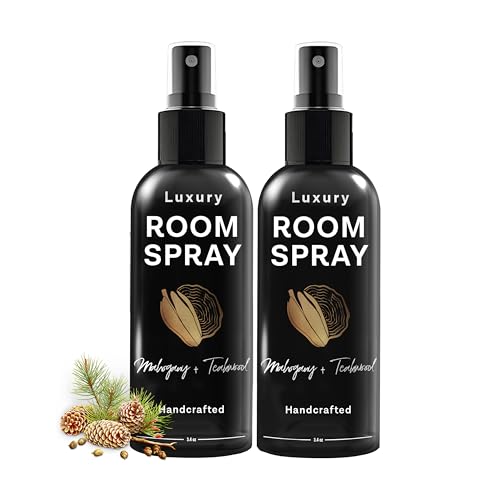 605 Products - Espray ambientador de lujo para habitación, espray ambientador a base de aceite esencial para dormitorio, baño, fragancia de habitación de larga duración (paquete de 2, madera de teca