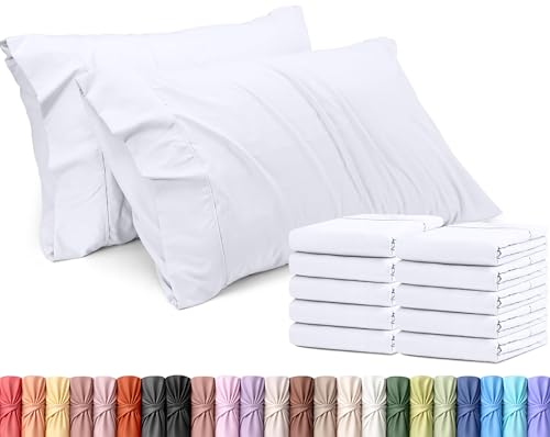 Utopia Bedding 12 poszewek na poduszki - poszewka na poduszkę ze szczotkowanej mikrofibry (king, biała)