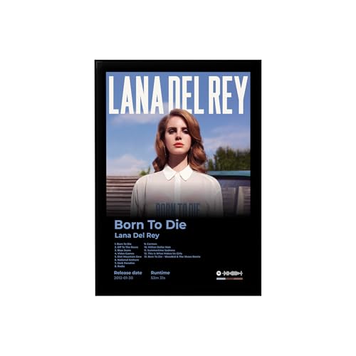 Image of BLINKART LanaDelRa y - Born To Die Wall Photo Frames | Wall Art for Bedroom, Living Room, Studio or Office | Album Cover Print with Spotify Song Link QR Code | Gift for Fans - 8x12 In