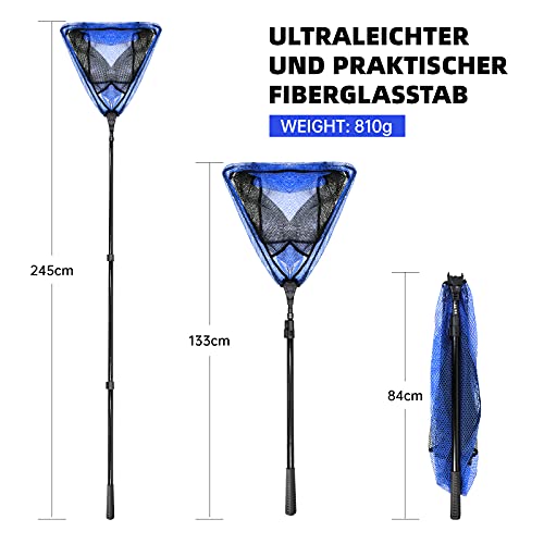 Angelkescher Komclub Teleskopkescher 250 cm Gummiert für Süß- und Salzwasser