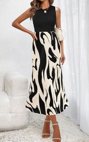 PRETTYGARDEN Women's 2025 Summer High Waist Graphic Print A Line Pleated Long Skirts for Women Trendy Plisse Midi Skirt - Image 6