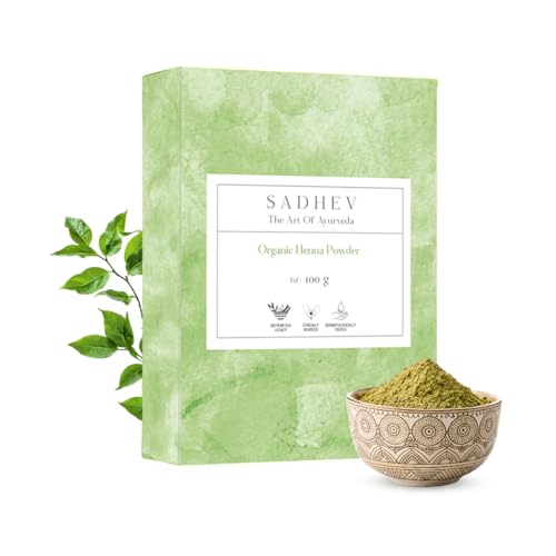 Sadhev Organic Henna Powder 100 gm | 100% Organic Henna Powder | Conditions & Strengthens | Adds Shine & Volume | Ayurvedic Blend