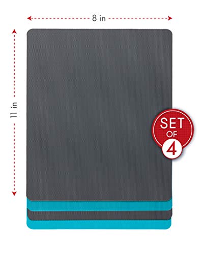 Image of Dexas Heavy Duty Cutting Board Grippmat, Flexible Cutting Boards for Kitchen, Set of 4, Non Slip Plastic Board Cutting Mat 8 by 11 inches, Gray and Turquoise Set Kitchen Gadgets
