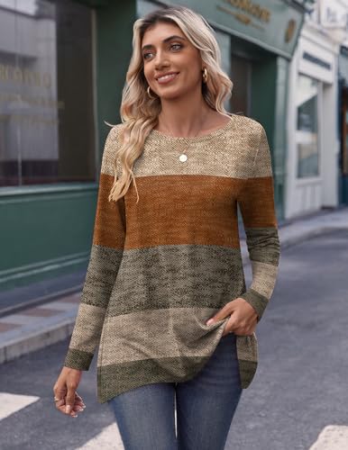 Zeagoo Long Sleeve Tops for Women Dressy Casual Blouose Flowy Tunic with Asymmetrical Hem Crewneck Fall Clothes2