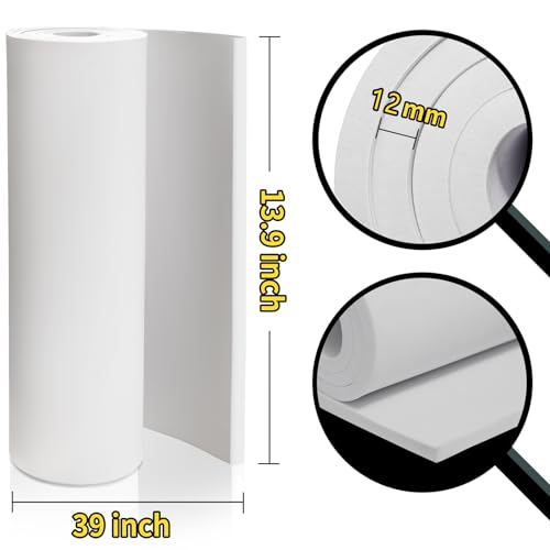 Image of 12mm Thick White Foam roll, Premium Cosplay EVA Foam Sheet,13.9 inchx39 inch,High Density 86kg /m3 for Halloween Cosplay Costume, Crafts, DIY Projects by MEARCOOH