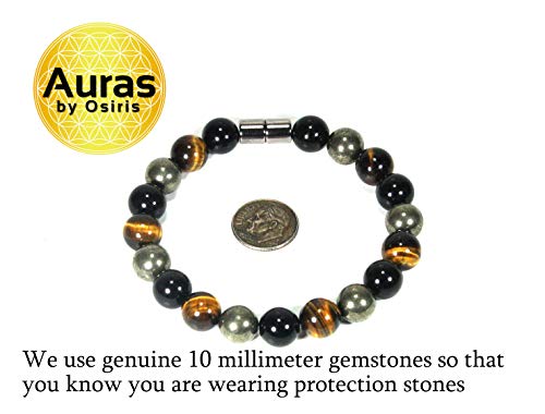 Triple Protection Bracelet - Black Tourmaline- Tiger Eye - Pyrite - Luxury Jewelry - Durable Bracelets (7, Triple Protection)3