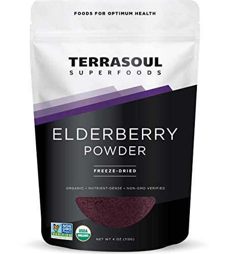 Terrasoul Superfoods Organic Elderberry Powder, 4 Oz - Freeze-Dried | Antioxidants | Immunity