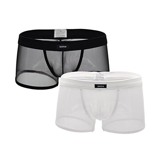 iooico Herren Boxershorts, weiche Mesh-Unterhose durchscheinende Unterwäsche 2BW Large (09XXL)