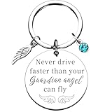 Geguosen New Driver Gifts for Teen Girls Sweet Sixteen Cute Car Key Chain for Women Teen Girls Teen Boys New Drivers Sweet 16 Gifts-Never Drive Faster Than Your Guardian Angel Can Fly