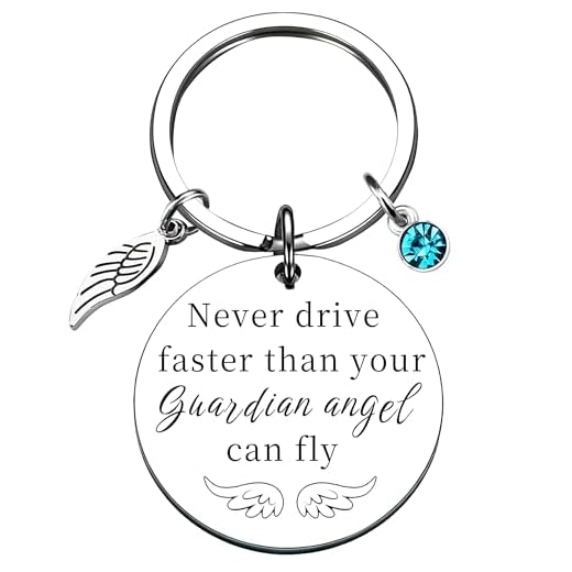 New Driver Gifts for Teen Girls Boys Women Men Keychains for Car Keys | New Driver Stocking Stuffers For Teen Girls Boys Guardian Angel Keychain Sweet 16 Year Old Boy Girls Gifts For Him Her