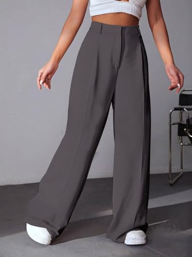 Image of GRECIILOOKS Women High Rise High Waist Trousers Flared Korean Style Formal Pants| Elegant Workwear for Office, College & Events (Available in Plus Size)